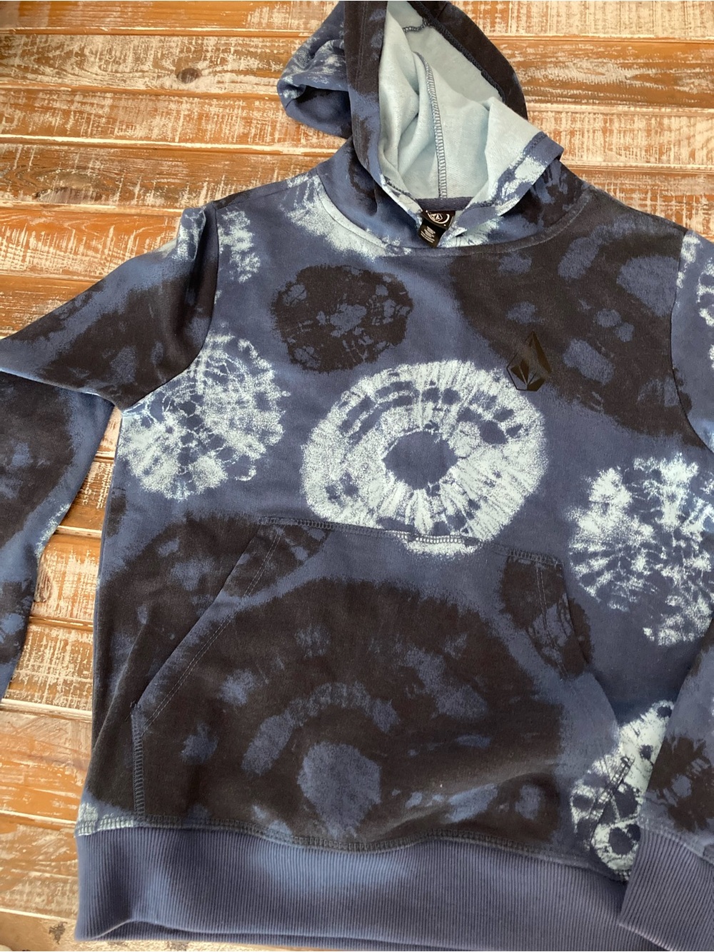 Volcom Navy Blue and White Tie-Dye Kids Hoodie
